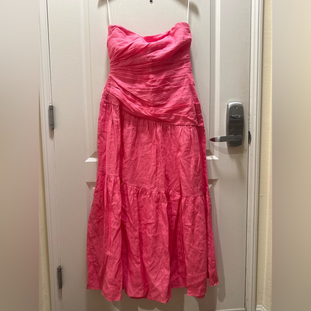 Yumi Kim Katrina Strapless Midi Dress in Pink Linen size M NWOT - Picture 7 of 11
